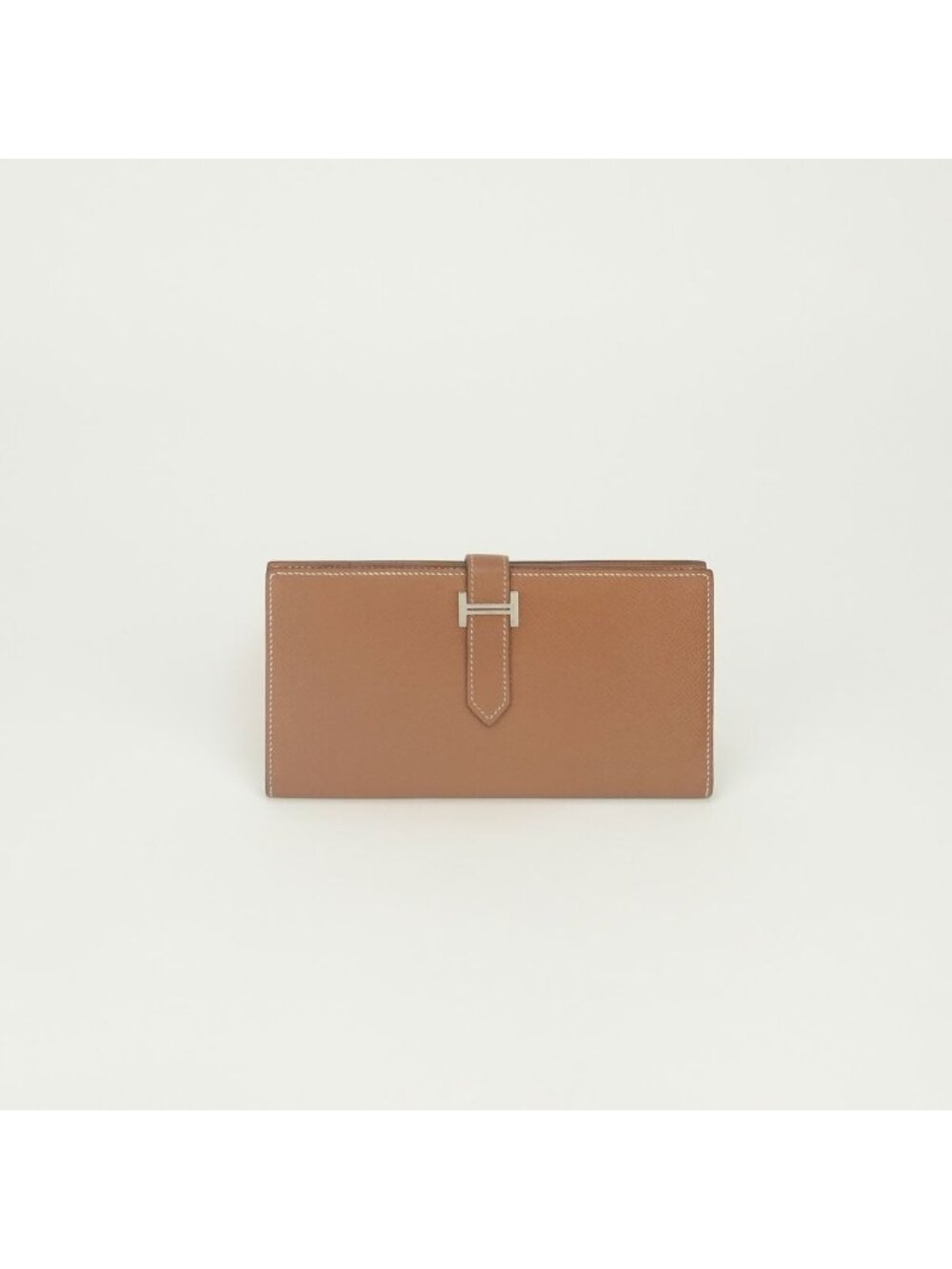 Hermes Bearn Soufflet Wallet Epsom Gold Brown Silver Veau